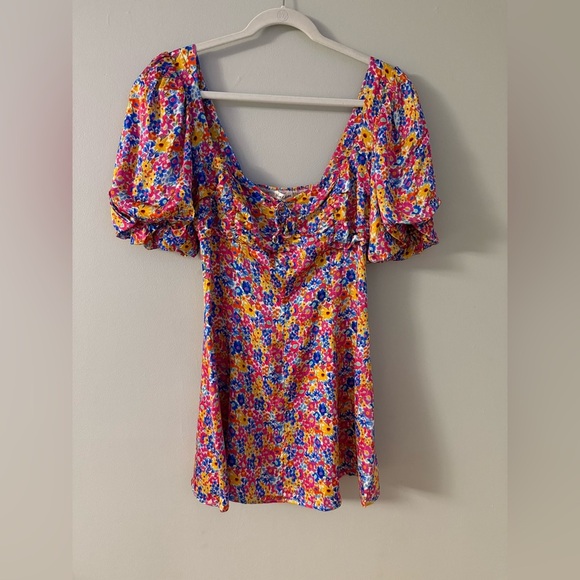 NWT For Love & Lemons Sasha Mini Dress Blue Dizzy Floral - Picture 8 of 9